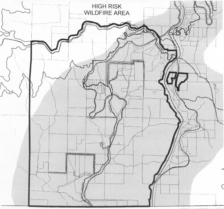 High Risk Wildfire Area Map, larger version (515 KB)